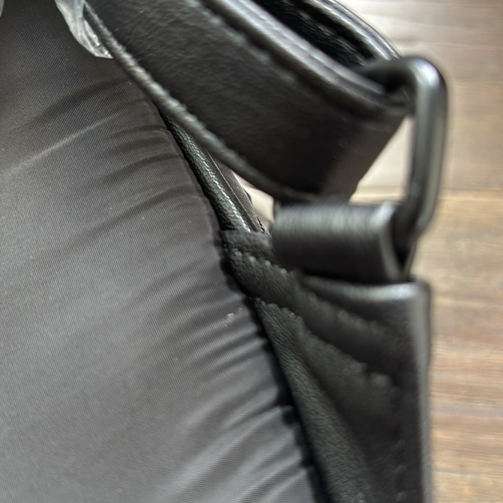 BADGLEY MISCHKA Big Diamond Quilted vegan Leather Nylon Backpack w/studs B&W - Picture 5 of 13